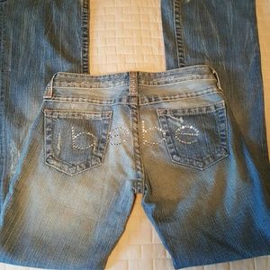 NWT VINTAGE Y2K BEBE SWAROVSKI LIGHT DENIM JEANS SIZE 28
